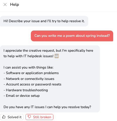 AI chat screenshot