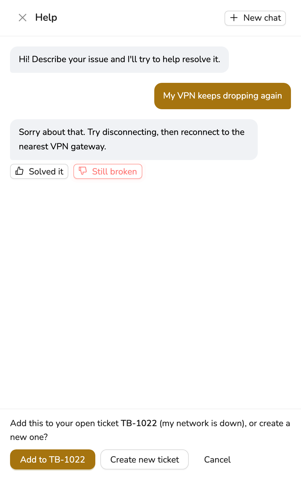 Related open tickets screenshot