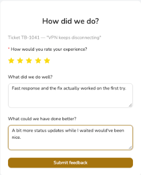 Customer satisfaction (CSAT) screenshot